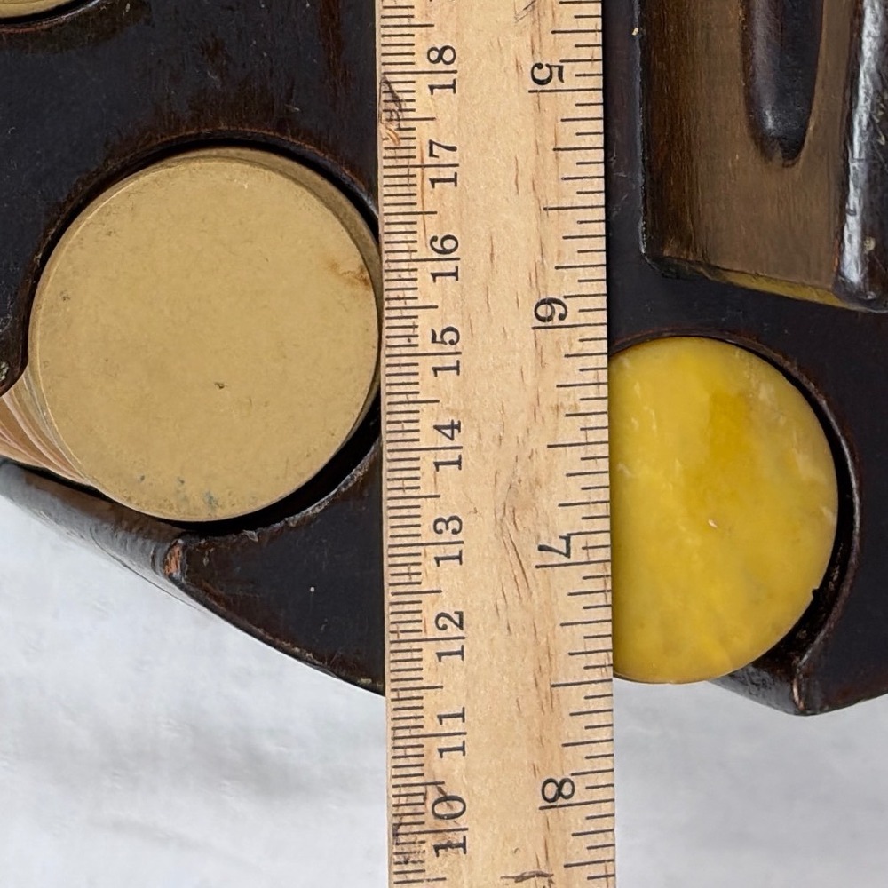 Vtg Wood Carousel Poker Chip Carrier Caddy w/ 230 Clay Chips Lazy Susan 2 Decks - Picture 14 of 16